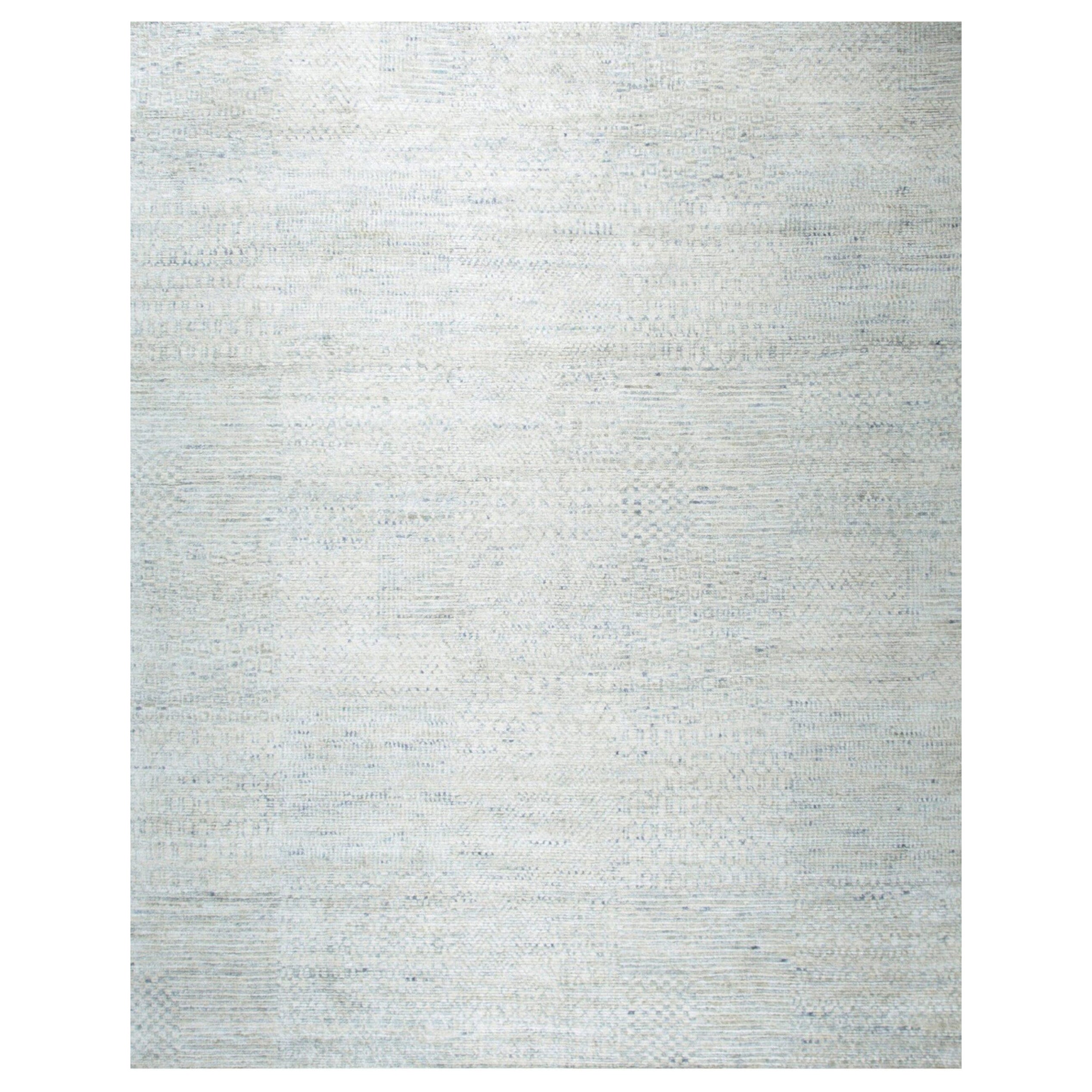 8x10 Green Hand-Knotted Silk Subtle Woven Texture Solid Open Field Carpet Rug For Sale