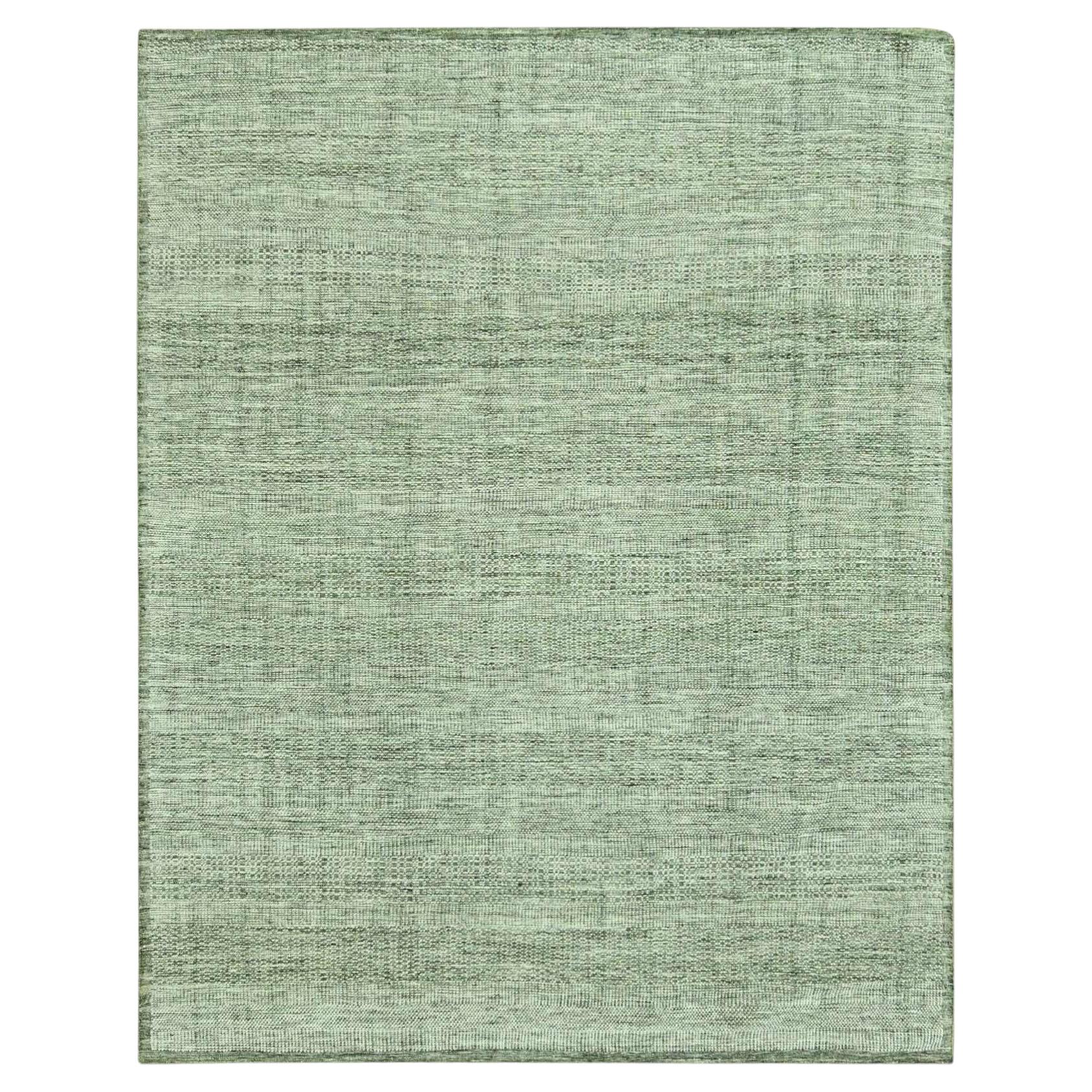 8'x10' Green Oxidized Distressed Grass Design Hand Knotted Wool Oriental Rug