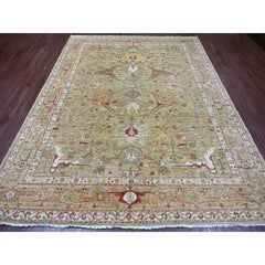 8'x10' Green Peshawar with Bijar Garus Design Hand Knotted Wool Oriental Rug