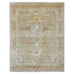 8'x10' Green Peshawar with Bijar Garus Design Hand Knotted Wool Oriental Rug
