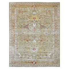 8'x10' Green Peshawar with Bijar Garus Design Hand Knotted Wool Oriental Rug