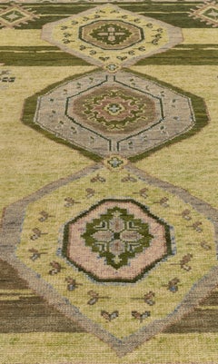 8x10 Green Vintage Style Khotan Persian Oushak Hand Knotted Wool Rug ( G-9417 )