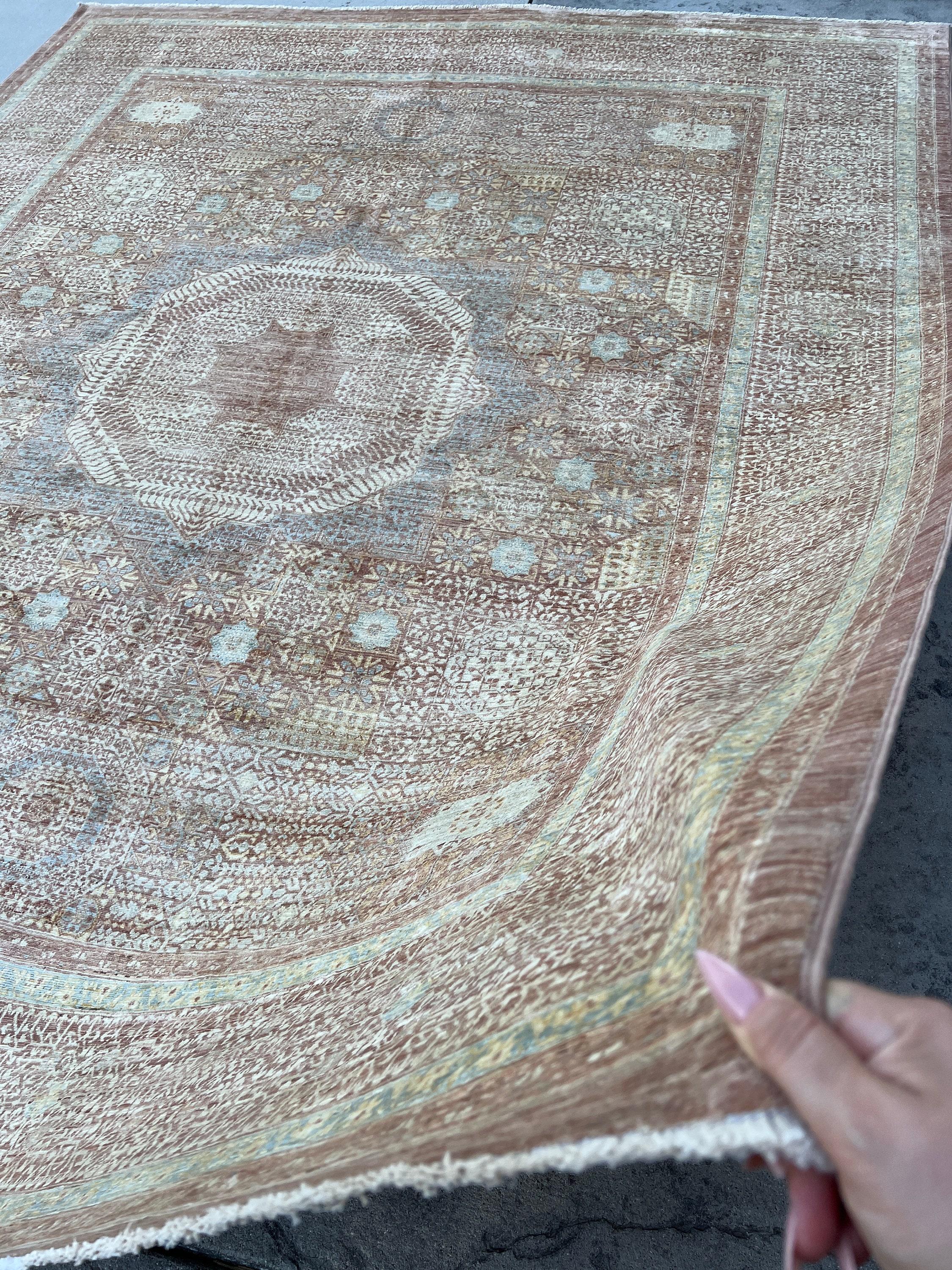 8x10 handgeknüpfter afghanischer Mamluk-Teppich Premium Handgesponnen Afghanischer Wolle Fair Trade im Angebot 1