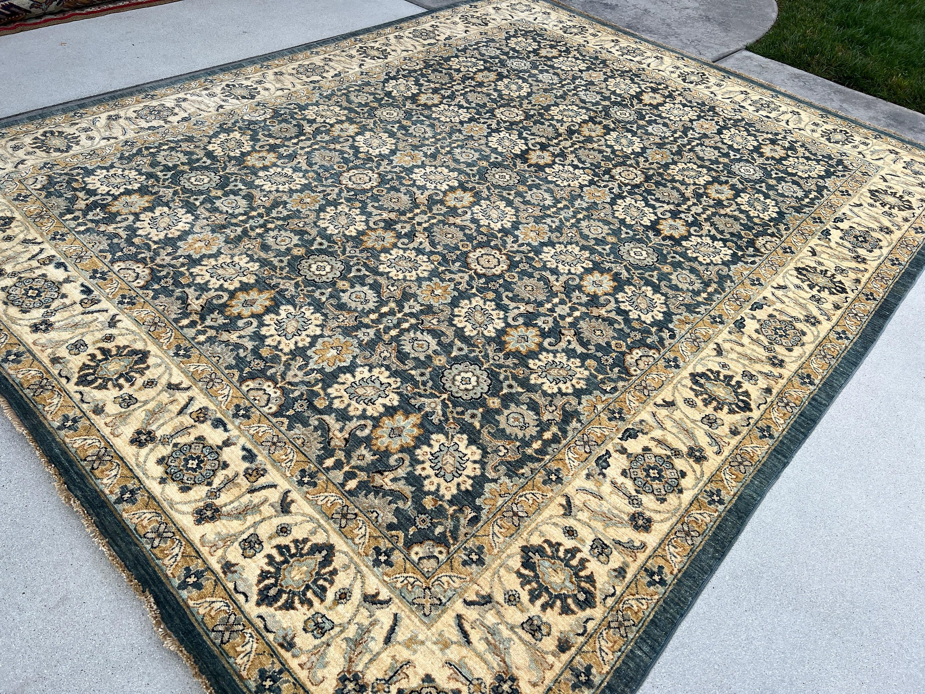Contemporary 8x10 Hand-Knotted Afghan Rug Premium Hand-Spun Afghan Wool Fair Trade For Sale
