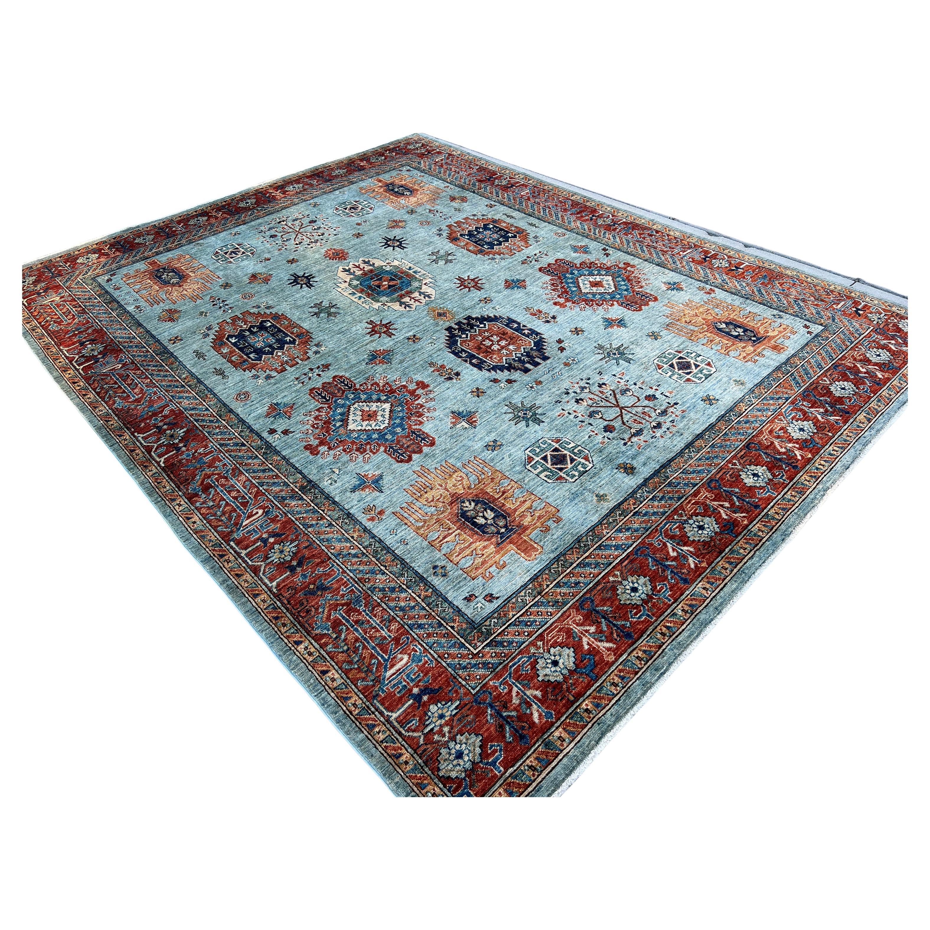 8x10 HandKnotted Afghan Rug Premium HandSpun Afghan Wool Fair Trade