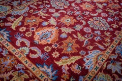 8x10 Hand-Knotted Burgundy Wool Traditional Floral Oushak Area Rug