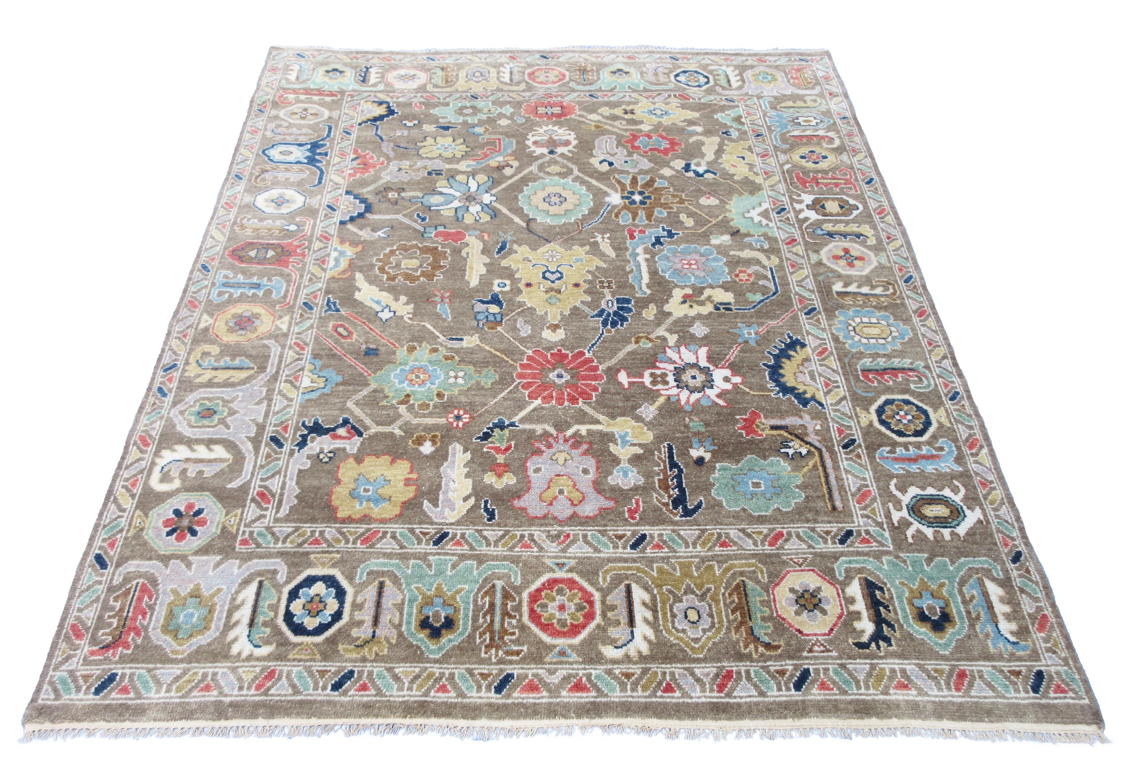 Indian Hand-Knotted Oushak For Sale