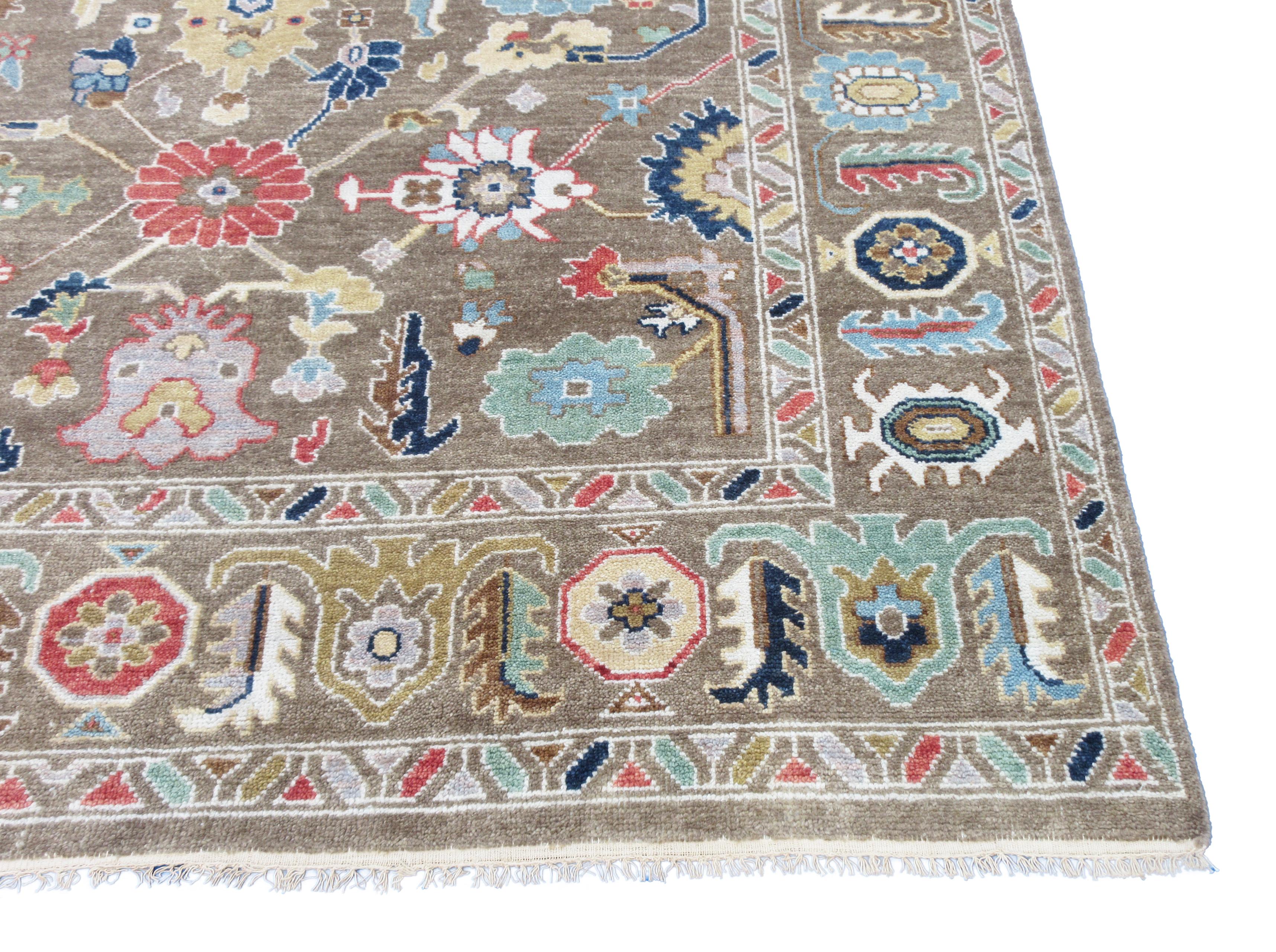 Wool Hand-Knotted Oushak For Sale