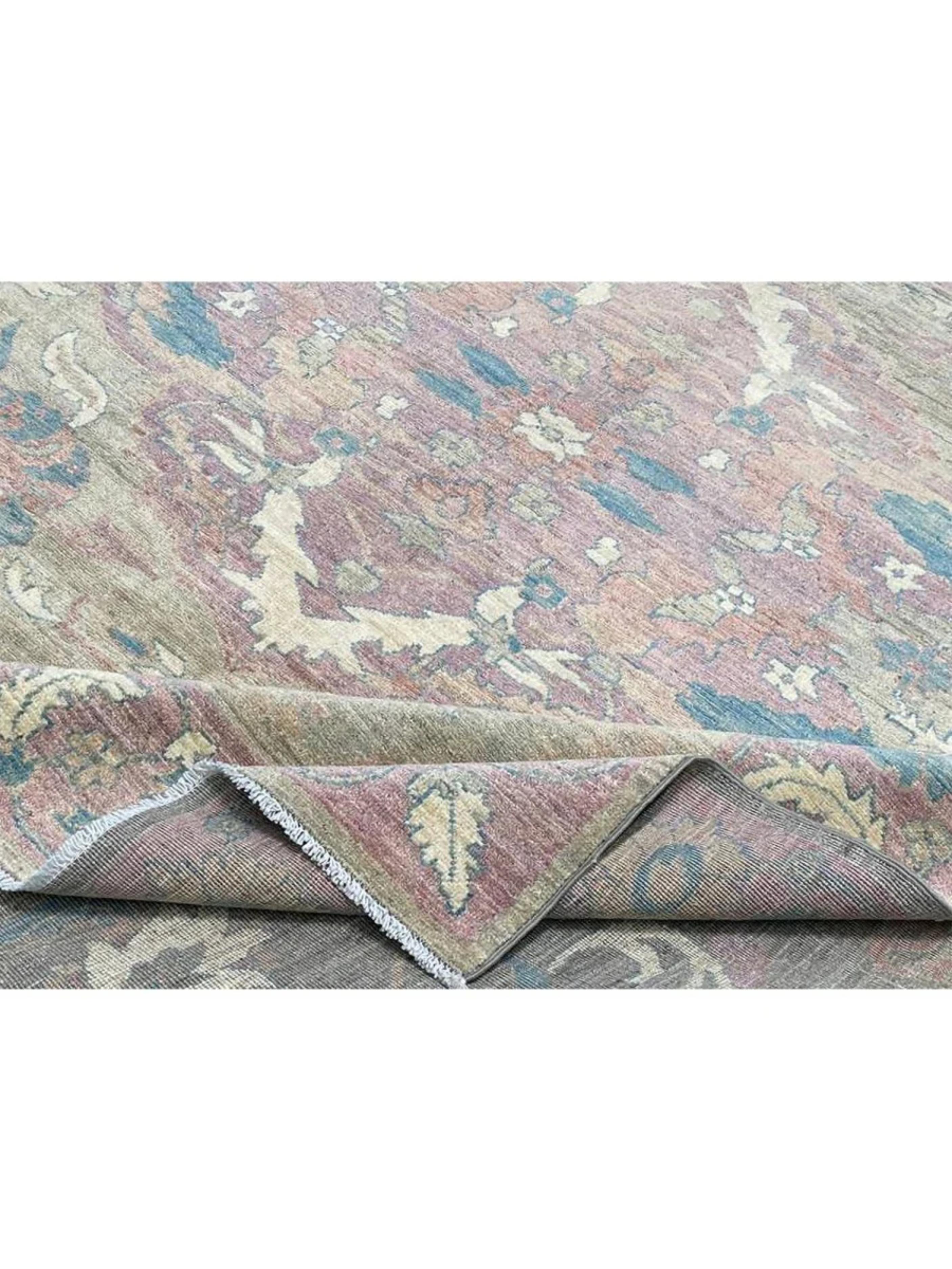 8x10 Hand geknüpft Oushak Stil Bereich Teppich im Angebot 3