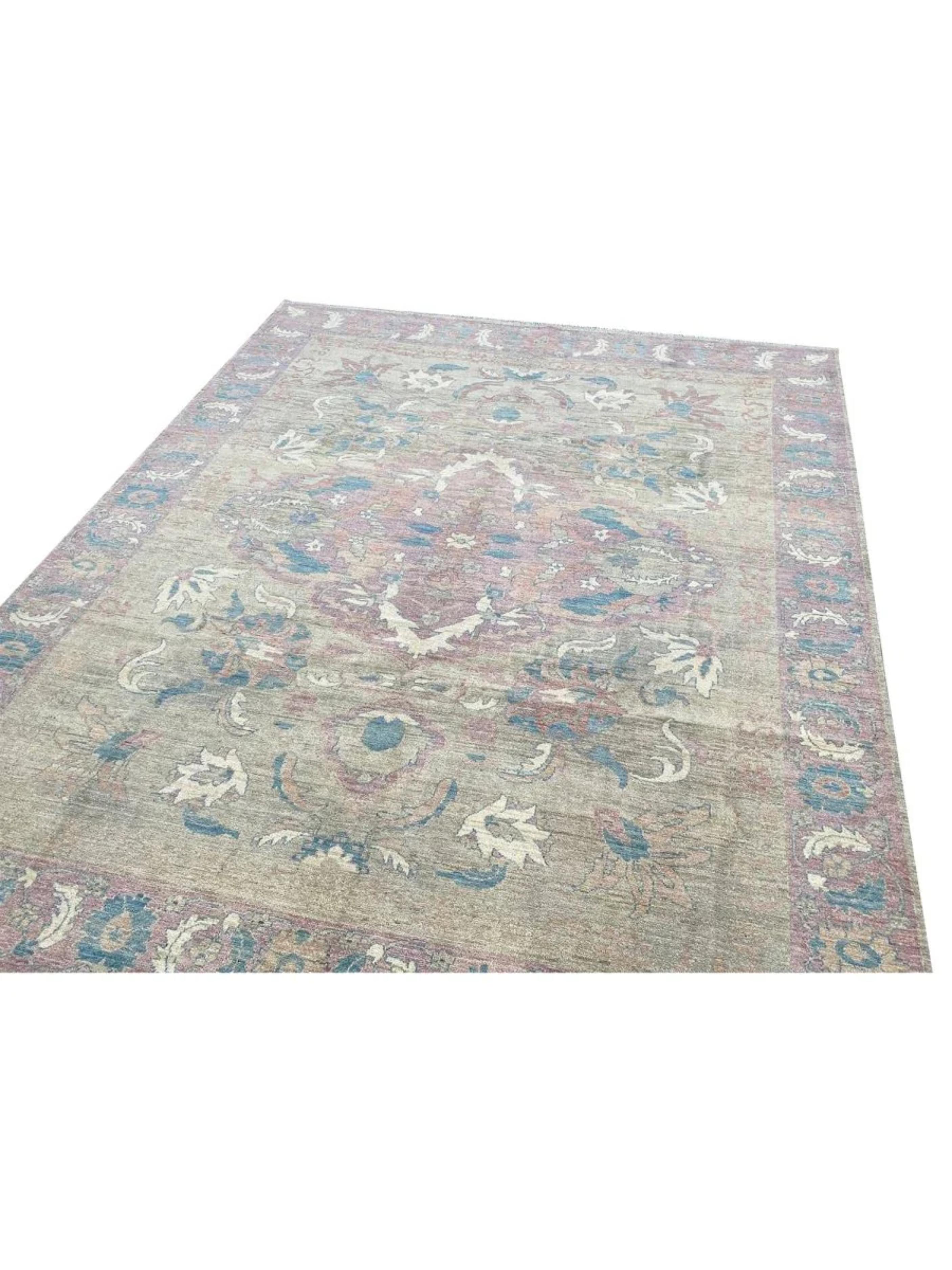 8x10 Hand geknüpft Oushak Stil Bereich Teppich (Indisch) im Angebot