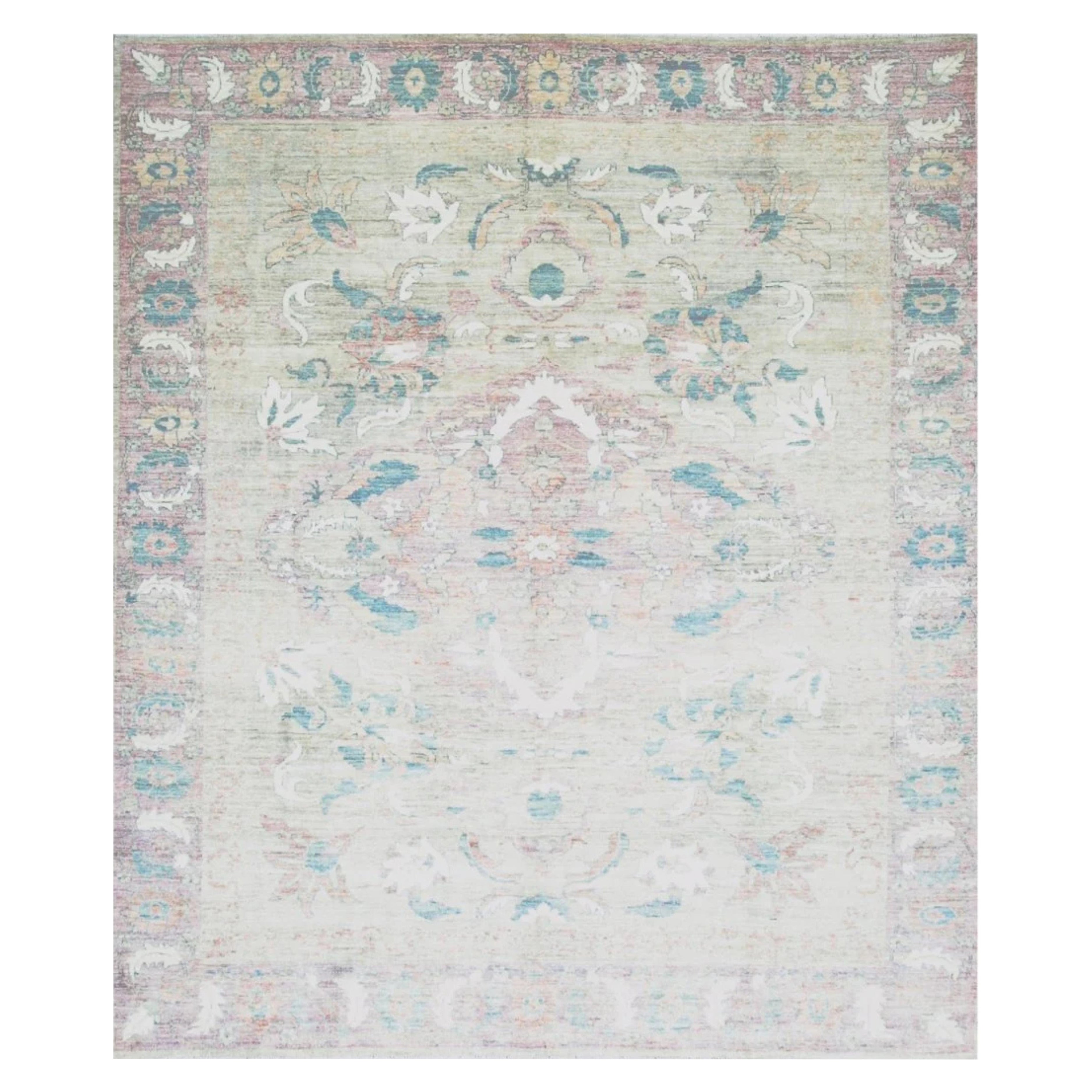 8x10 Hand geknüpft Oushak Stil Bereich Teppich im Angebot