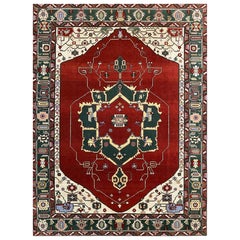 8x10 Hand Knotted Wool Heriz Style Area Rug, Medallion Design