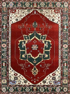 8x10 Hand Knotted Wool Heriz Style Area Rug, Medallion Design