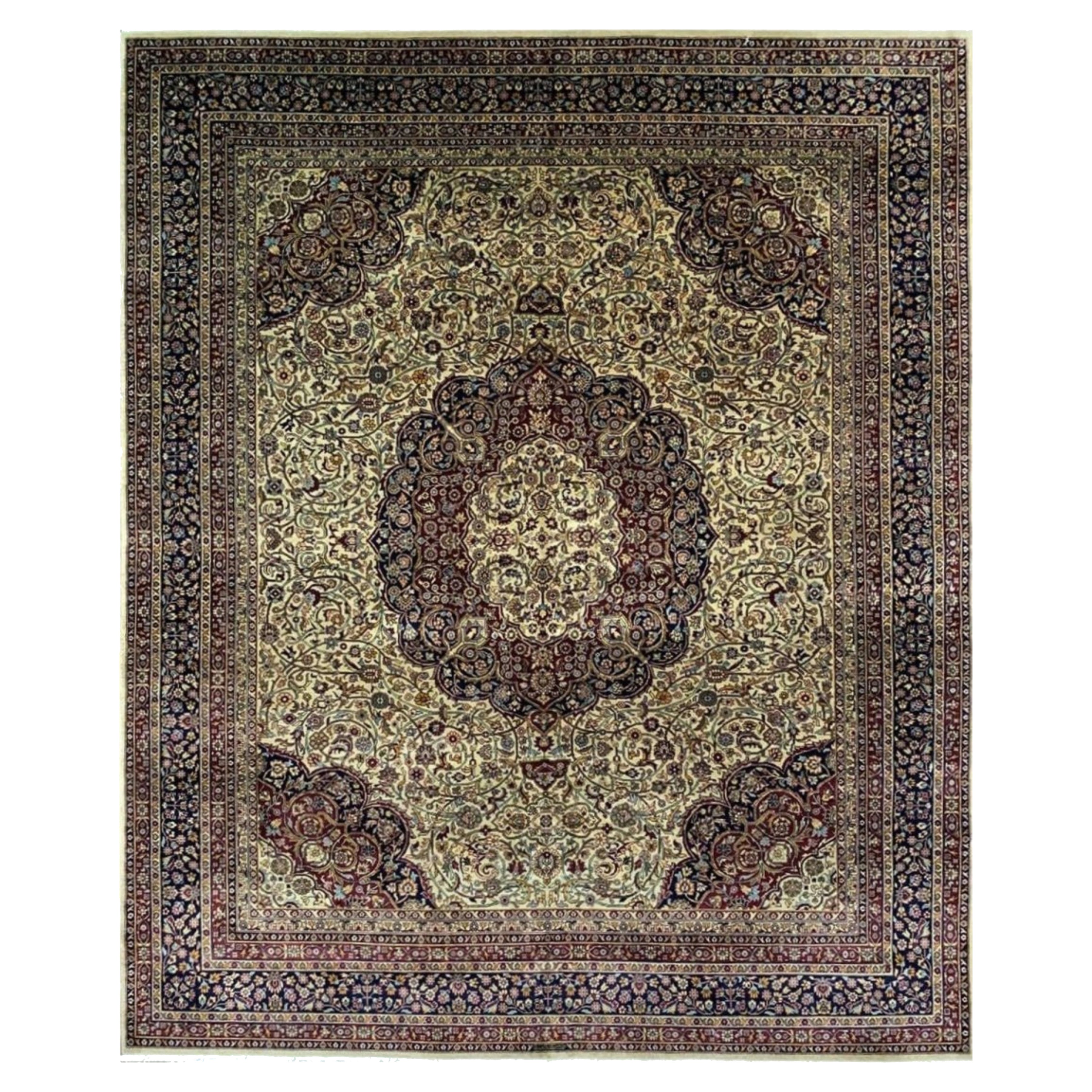 8x10 Handwoven Indian Agra Area Rug Wool Medallion Design Traditional For Sale