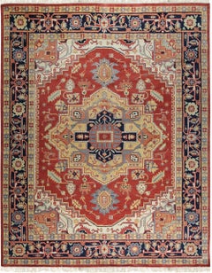 8x10 Harlow Oriental Coral Geometric Medallion Modern Knotted Wool Carpet Rug
