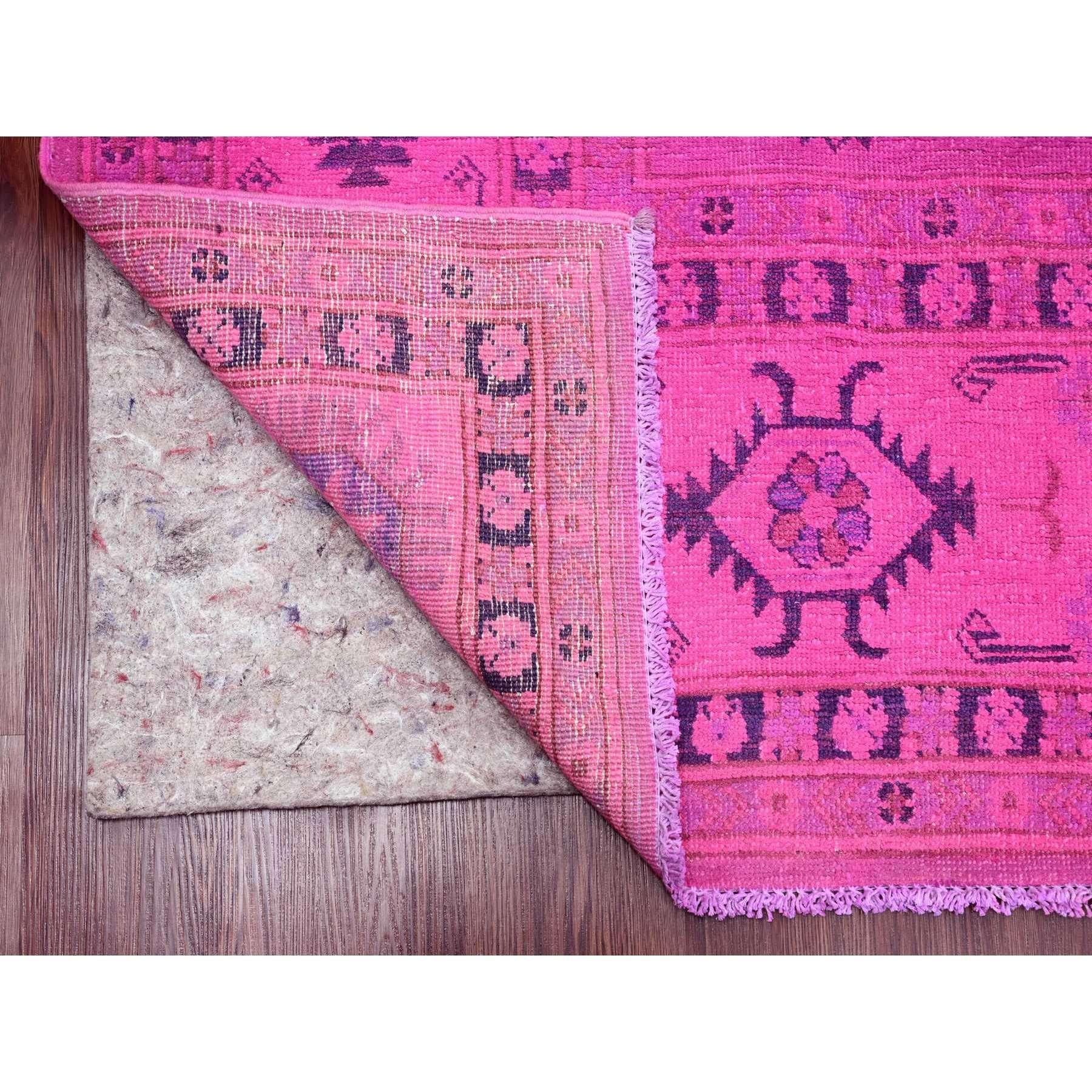 Afghan 8'x10' Surteint rose vif Kazak Medallions Design noué à la main Tapis d'Orient en laine en vente