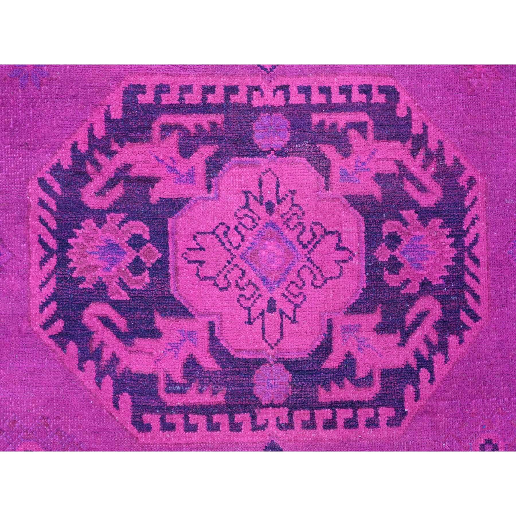 Laine 8'x10' Surteint rose vif Kazak Medallions Design noué à la main Tapis d'Orient en laine en vente