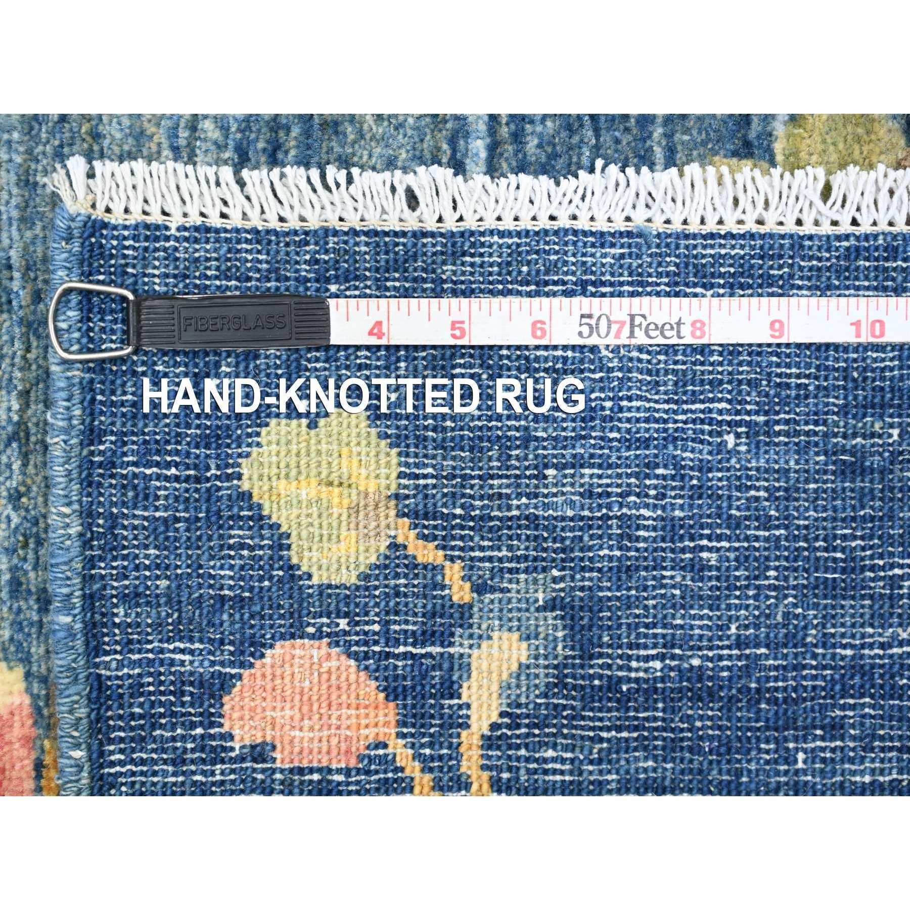 8'x10' Tapis en laine nouée à la main Peshawar d'inspiration art déco chinois bleu impérial en vente 3