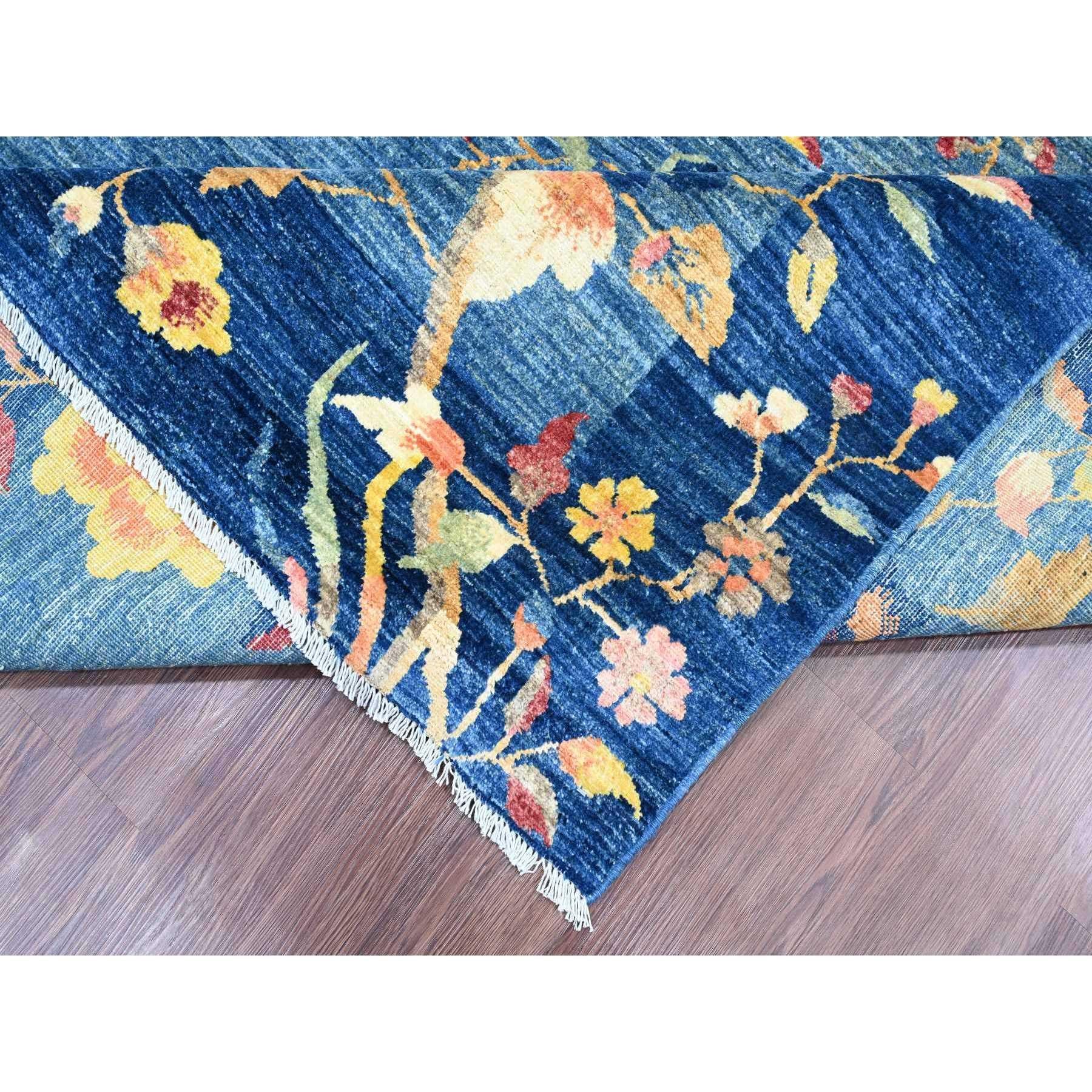 8'x10' Tapis en laine nouée à la main Peshawar d'inspiration art déco chinois bleu impérial Neuf - En vente à Carlstadt, NJ