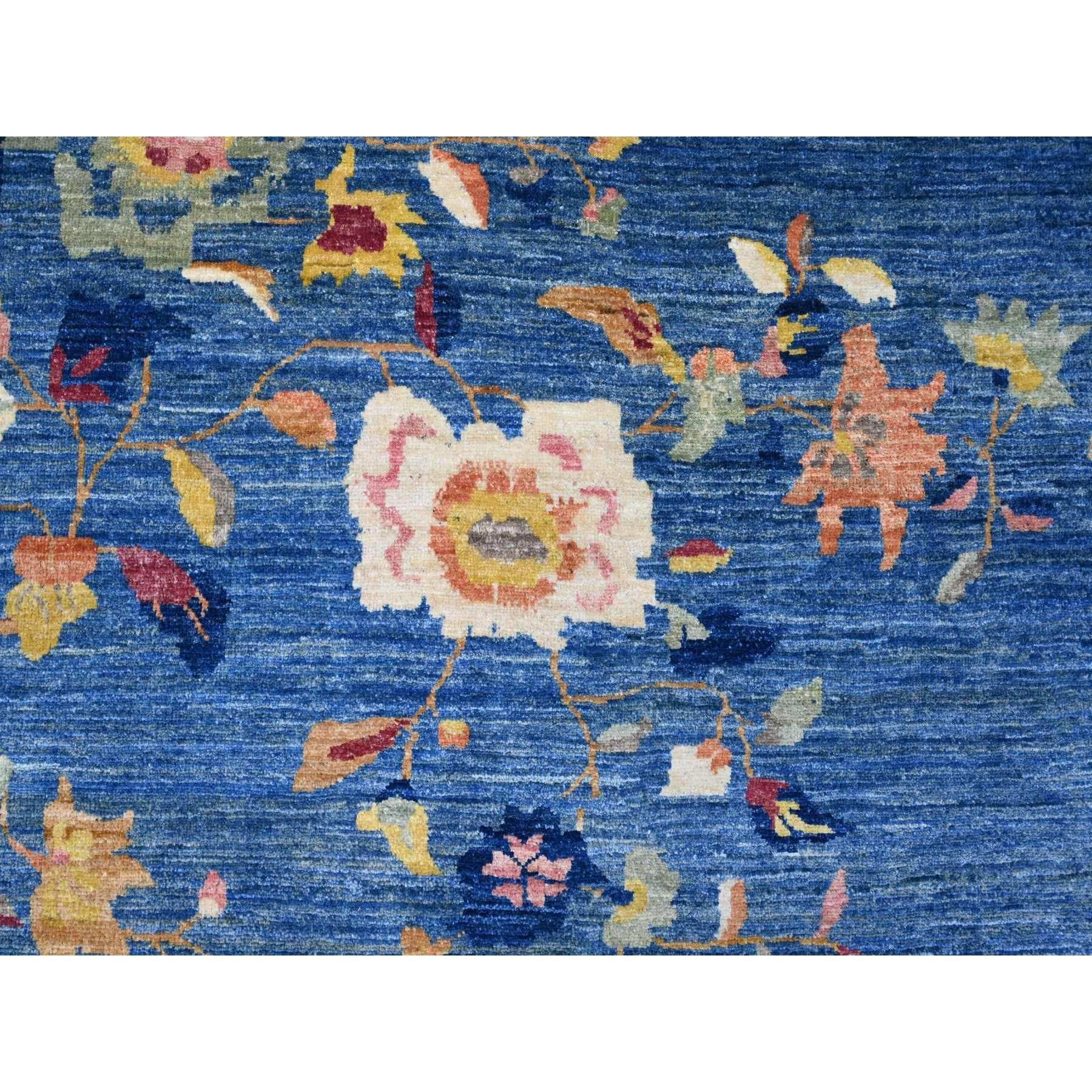 Laine 8'x10' Tapis en laine nouée à la main Peshawar d'inspiration art déco chinois bleu impérial en vente