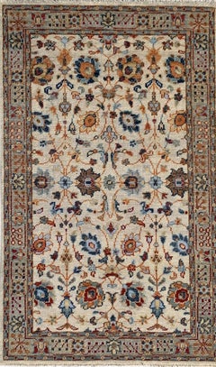 8x10 Iris Oushak Beige Floral Modern Hand Knotted Wool Carpet Rug