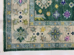 8x10 Isla Kazak Green Geometric Medallion Modern Hand Knotted Wool Carpet Rug