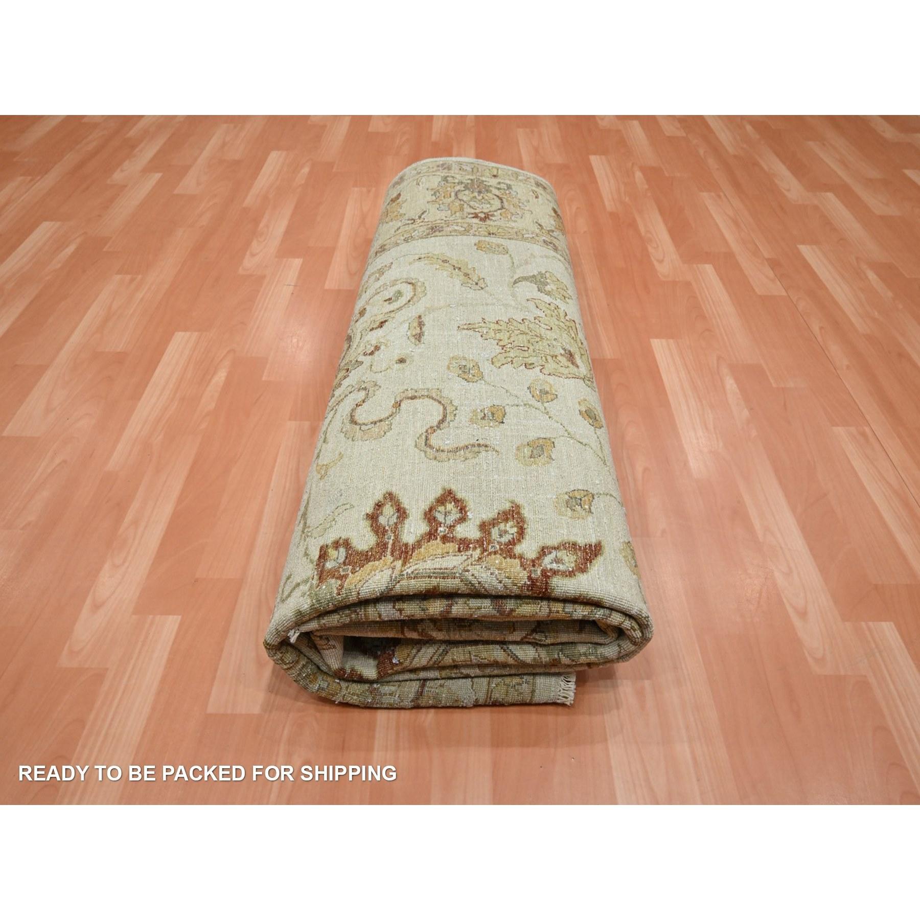 8'x10' Ivory Agra with Ziegler Design/One Leaf Pattern Tapis en pure laine noué à la main en vente 2