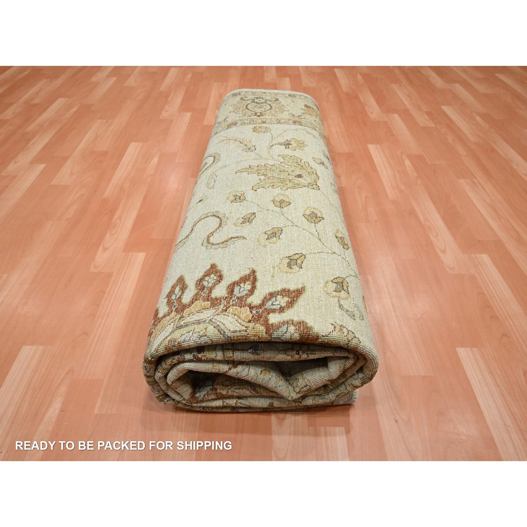 8'x10' Elfenbein Agra mit Ziegler Design Blattmuster Handgeknüpfter Teppich aus reiner Wolle im Angebot 4