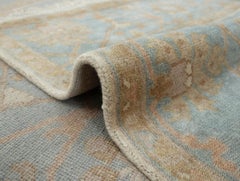 8x10 Ivory Blue Turkish Oushak Hand Knotted Wool Rug ( G - 13105 )