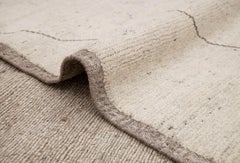 8x10 Ivory Brown Berber Shag Boho Moroccan Hand Knotted Wool Rug ( JC -9100 )