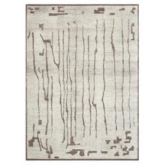 8x10 Ivory Brown Boho Moroccan Hand Knotted Wool Rug ( JC -14269 )