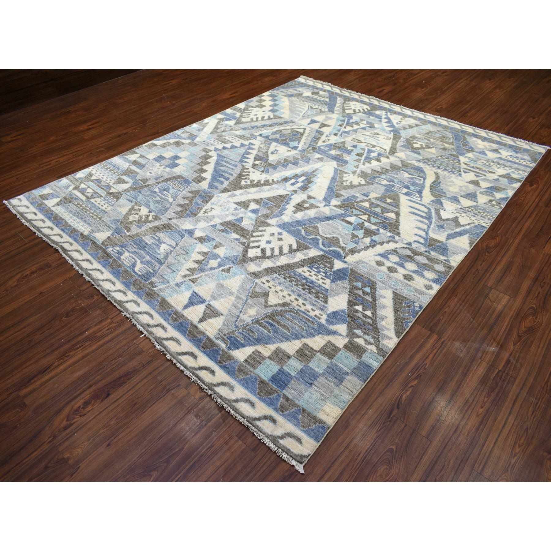 8'x10' Elfenbein, handgeknüpftes anatolisches Design Reine Wolle Orientteppich (Afghanisch) im Angebot