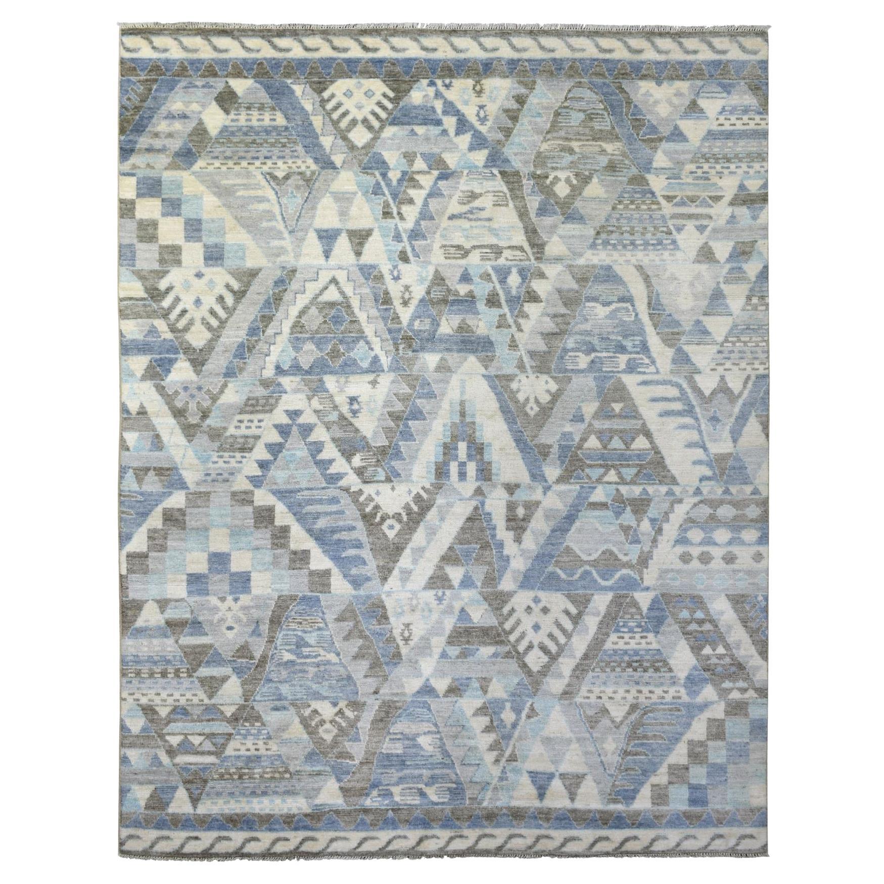 8'x10' Ivory, Hand Knotted Anatolian Design Pure Wool Oriental Rug
