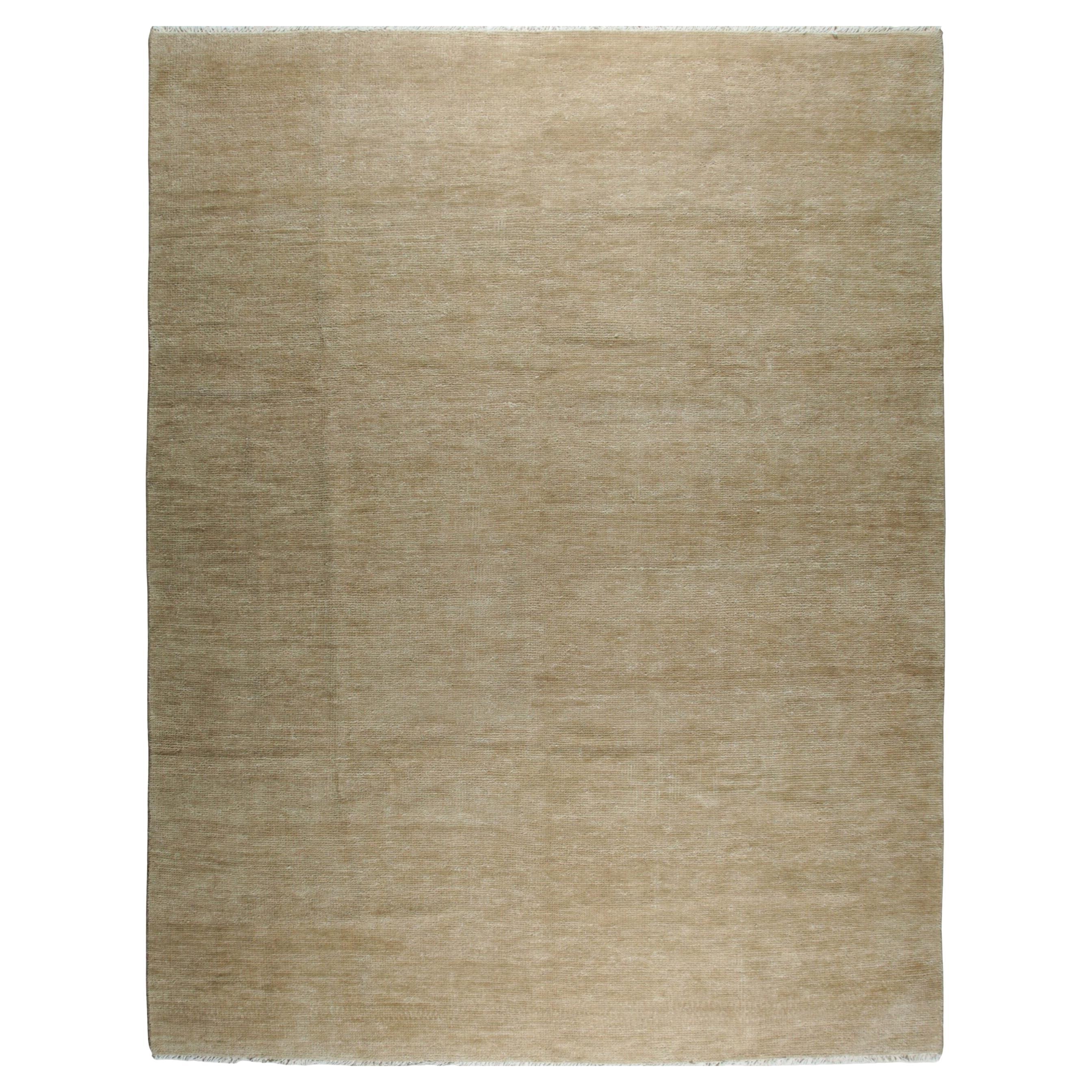8x10 Ivory Hand-Knotted Modern Wool Subtle Striations Geometric  Carpet Rug