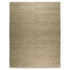 8x10 Ivory Hand-Knotted Modern Wool Subtle Striations Geometric  Carpet Rug