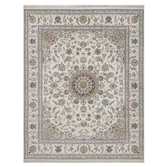 8
x10
 Avorio annodato a mano Nain con disegno di medaglioni floreali in lana e seta