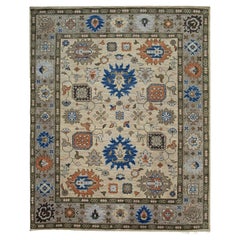 8x10 Elfenbeinfarbener handgeknüpfter Wollteppich Floral Symphony Klassischer Traditioneller Teppich Teppich