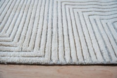 8x10 Ivory Hand-Knotted Wool Linear Maze Geometric Modern Carpet Rug