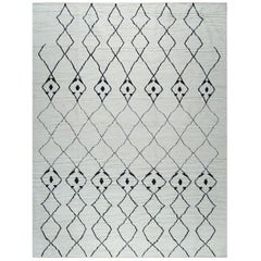 8x10 Ivory Hand-Knotted Wool Mirrored Diamond Lattice Oriental Modern Carpet Rug