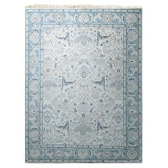 8x10 Ivory Hand-Knotted Wool Serene Floral Symmetry Traditional Carpet Rug