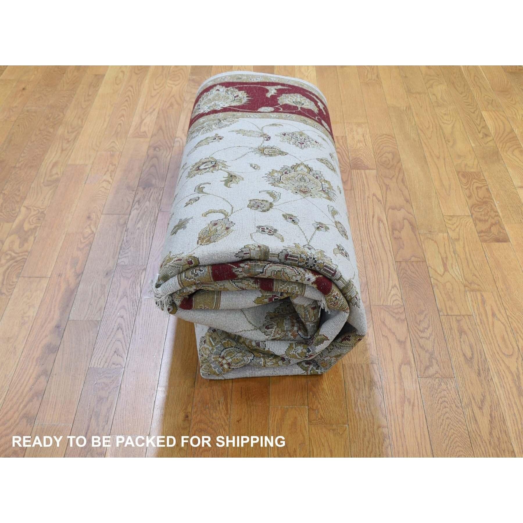 8'x10' Ivory Hand Knotted Wool & Silk Rajasthan Thick and Plush Oriental Rug For Sale 3