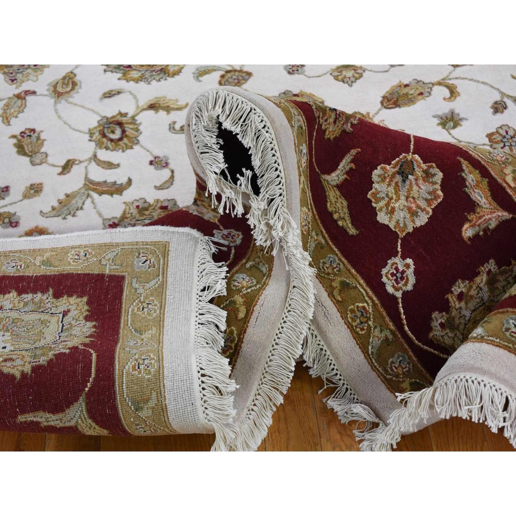 8'x10' Ivory Hand Knotted Wool & Silk Rajasthan Thick and Plush Oriental Rug In New Condition For Sale In Carlstadt, NJ