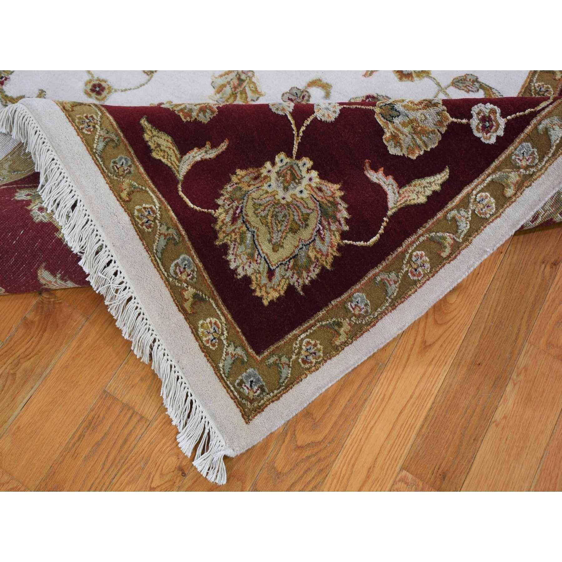 Contemporary 8'x10' Ivory Hand Knotted Wool & Silk Rajasthan Thick and Plush Oriental Rug For Sale