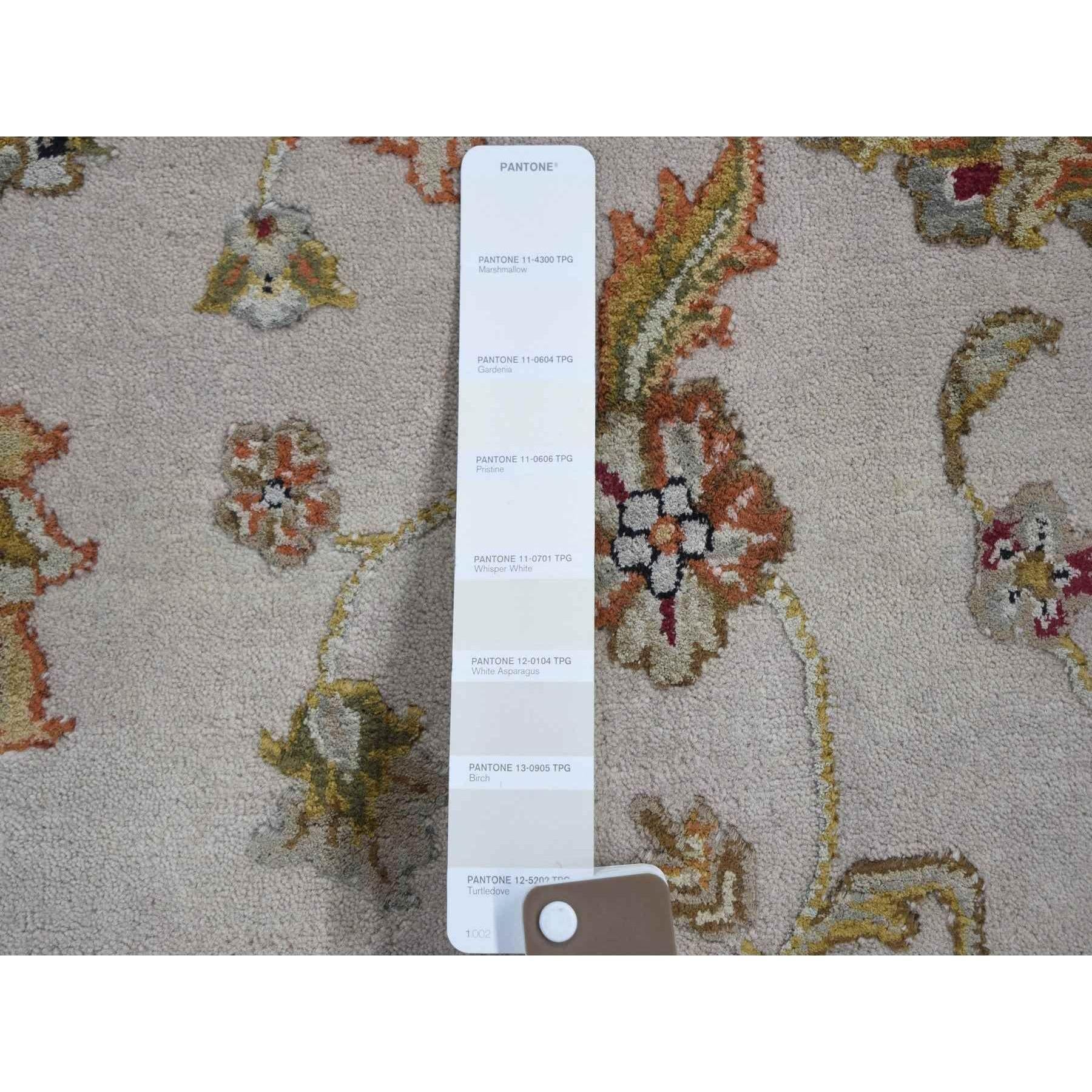 8'x10' Ivory Hand Knotted Wool & Silk Rajasthan Thick and Plush Oriental Rug For Sale 1