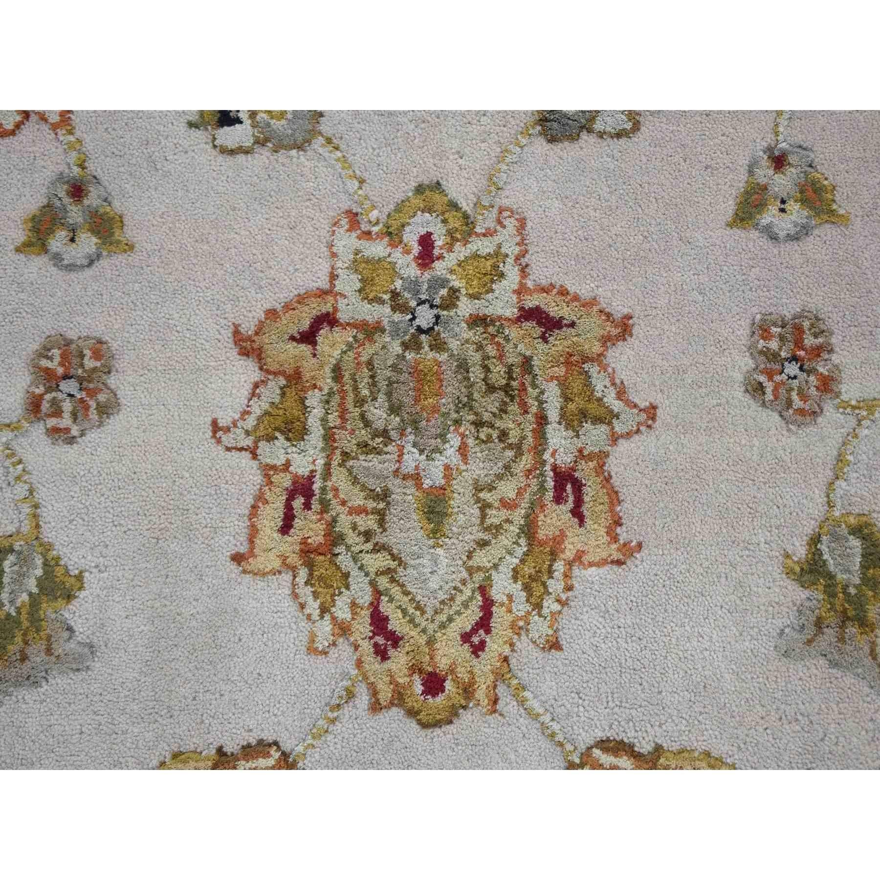 8'x10' Ivory Hand Knotted Wool & Silk Rajasthan Thick and Plush Oriental Rug For Sale 2