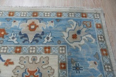 8x10 Ivory Hand-Knotted Wool Sky Blue Border Classic Traditional Carpet Rug