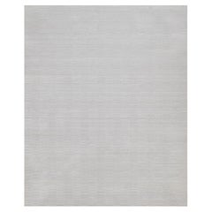 Tapis oriental 8'x10' en polyester tissé à la main, couleur ivoire, à motif moderne en damier texturé