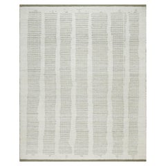 8'x10' Ivory Hand Woven Flat Weave with Textured Pile Undyed Natural Wool Rug