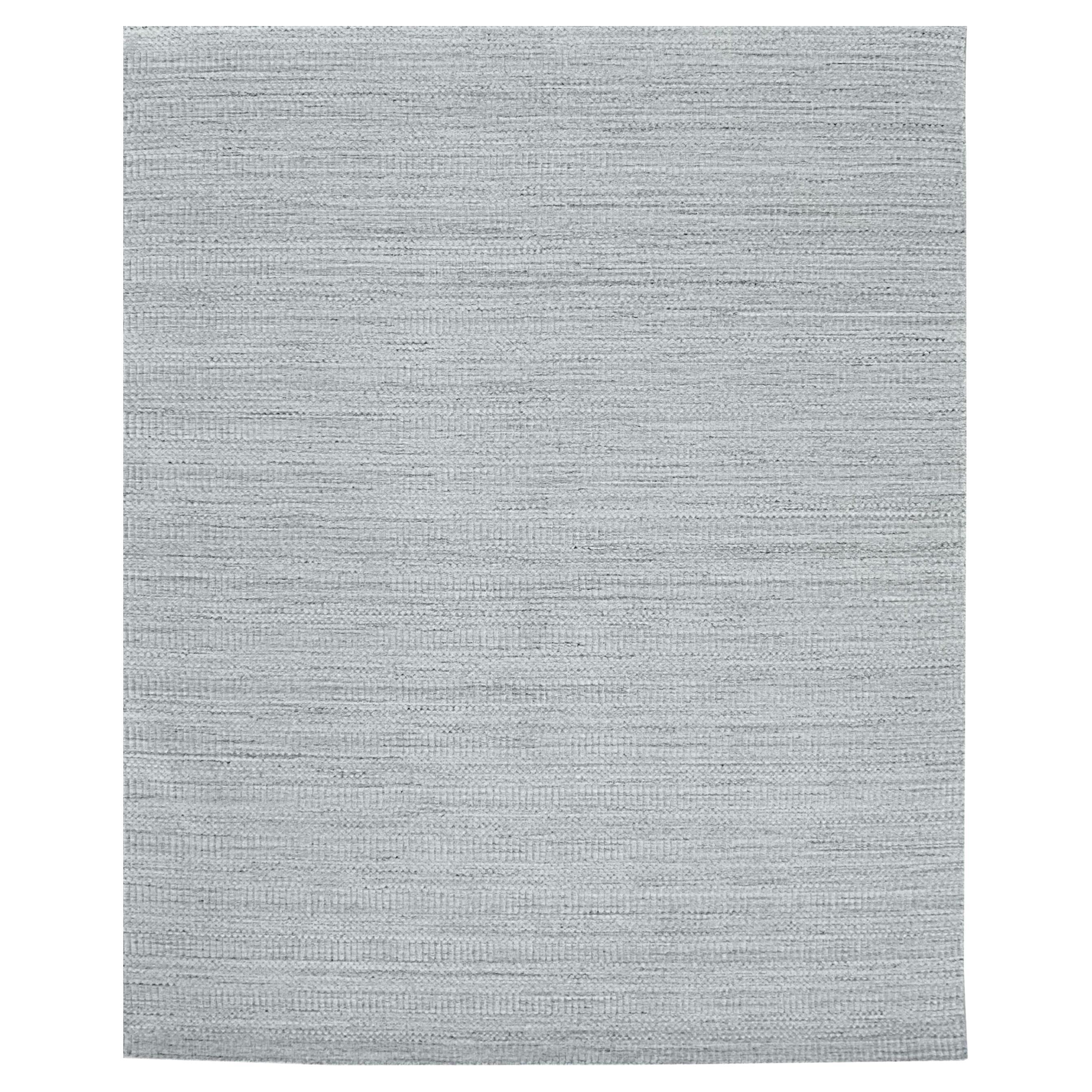 8x10 Ivory Handloomed Wool Subtle Textured Weave Geometric Modern Carpet Rug