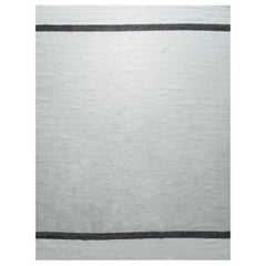 8x10 Ivory Handwoven Wool Understated Bands Geometric Modern Carpet Rug